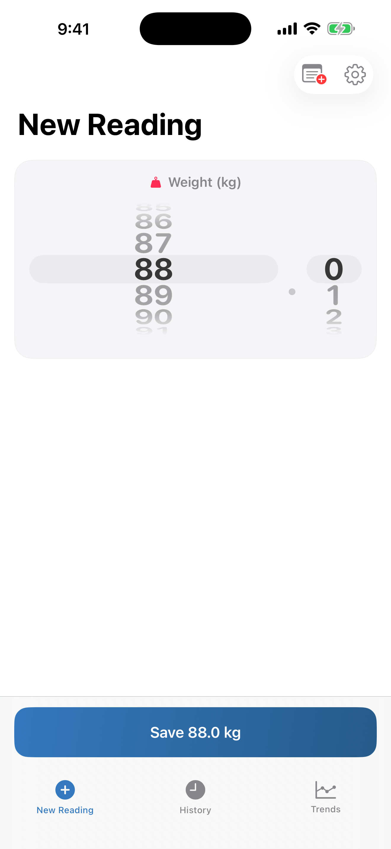 Log weight in 5 seconds